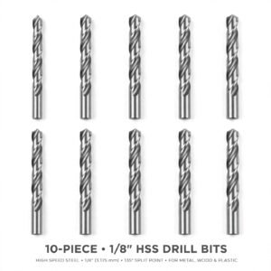 Metal Drill Bit Set 1/8 Inch 10-Pack