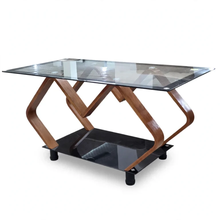 Rectangular Glass Coffee Table with Shelf
