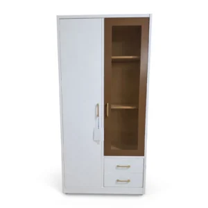 2-Door Wardrobe Closet with Glass Door White